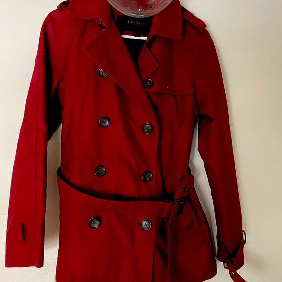 Coach Burgundy Trench Coat - Picture 2 of 8